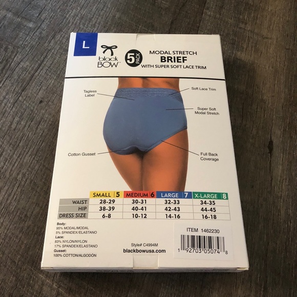 Black Bow Ladies' High Waist Brief, 5-pack - Picture 7 of 13